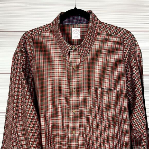 Brooks Brothers Button Down Shirt Long Sleeve Plaid Cotton Regular Fit XL - Picture 4 of 13